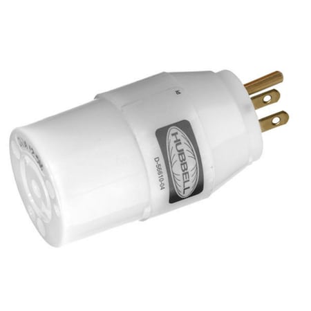 Hubbell Wiring Device-Kellems Plug Adapter, L5-20R, 5-15P, White HBL2128